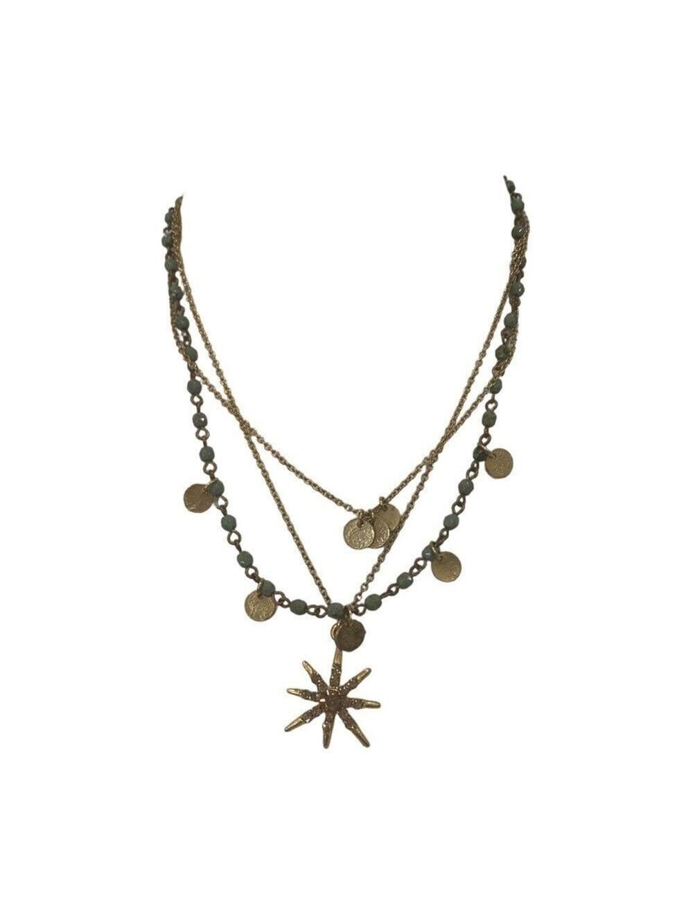 Gold Multi-Layered Star Pendant Necklace - Picture 1 of 7